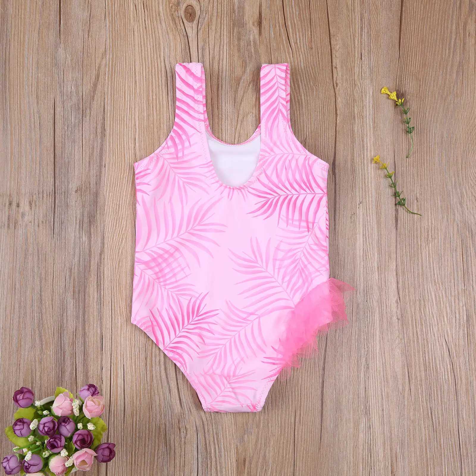 2022 Yiiciovy Cute Little Girls Summer Swimsuit Children Flamingo Printing Sleeveless Swimwear Beachwear Bathing Suit Z250214