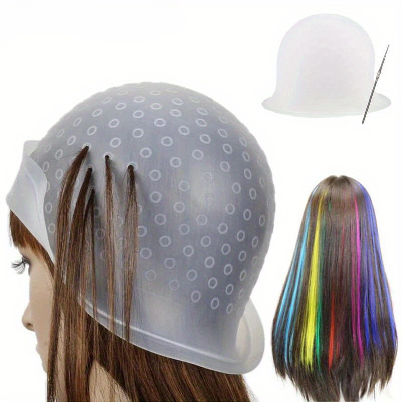1pcs Silicone Hair Coloring Cap Hook Needle Pink Professional Dyeing Tool Highlight Dyeing Frosting Dyeing Hats Barber Hair