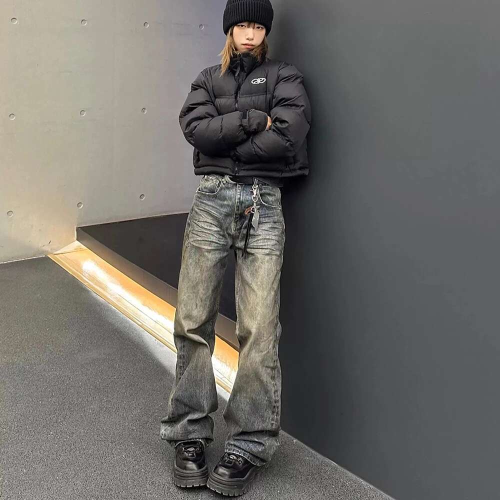 Streetwear Washed Dirty Baggy Blue Jeans For Men And Women Straight Vintage Casual Denim Trousers Ropa Hombre Cargos