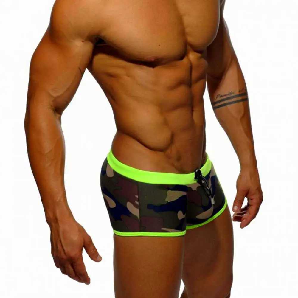 Mens Shorts Camouflage trousers Underpants Swimwear Push-Up Man Swimsuit low waist sexy Swim sport beach Male Swimming Trunks W250214