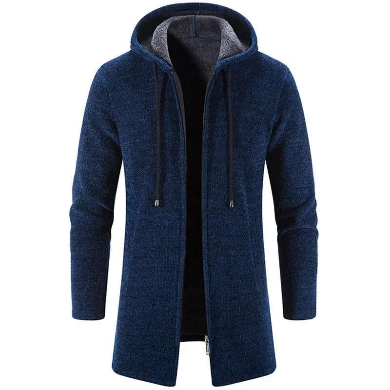 Men's Coat Autumn Winter New Hot Warm Zipper Medium Long Cardigan Sweaters Man Casual Knitwear Sweatercoat mens clothes