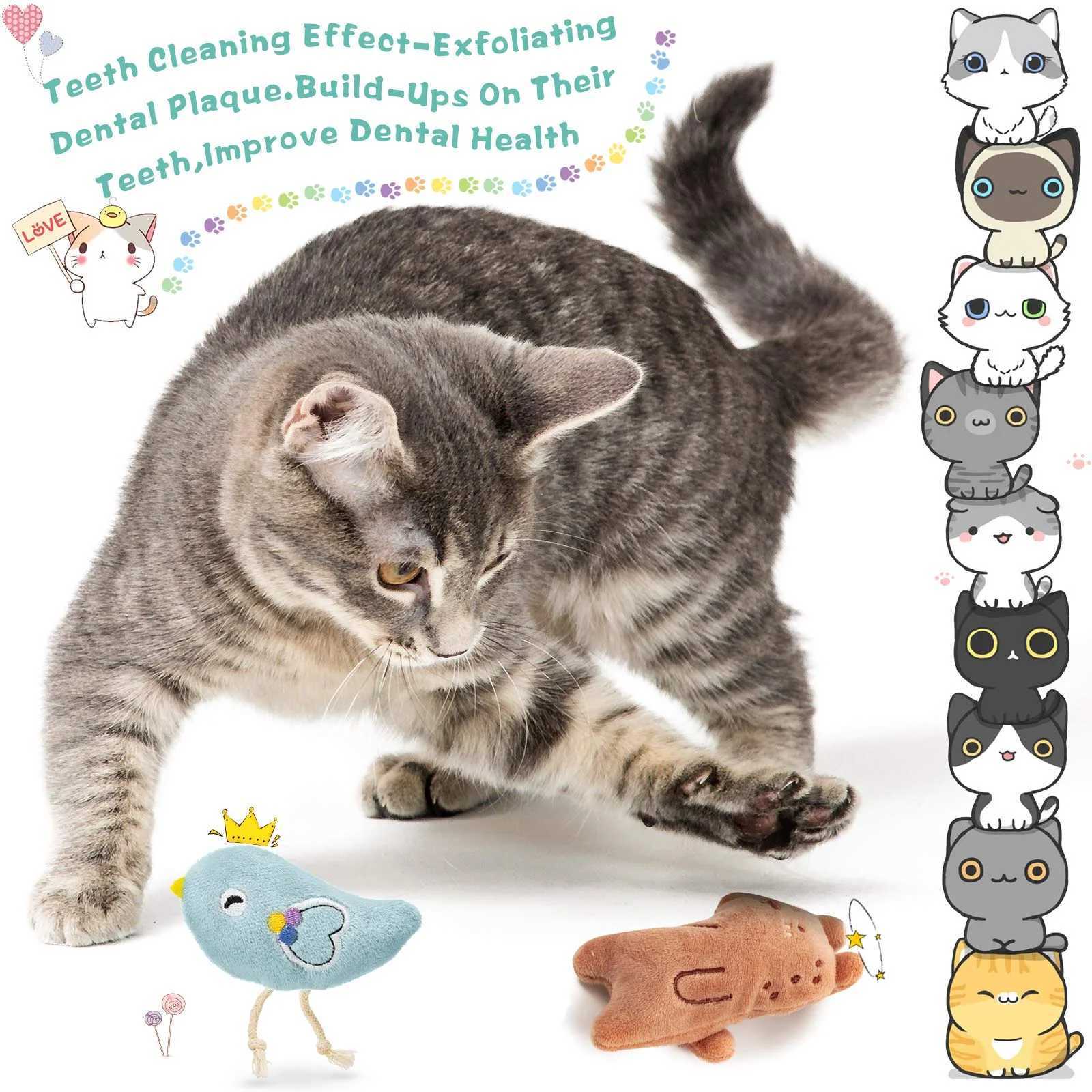 Caip Interactive Plush Stuffed Chew Toys Claw Funny Mint Soft Teeth Cleaning Toy For Cat Kitten Pet ProductsT250215
