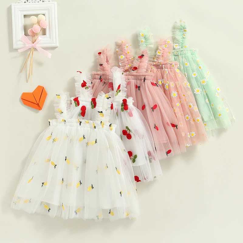 Toddler Dress Kids Girls Par 2023 Summer Sleeveless Daisy Floral Tutu Dress Layered Tulle Dress Princess Birthday Dresses Z250214