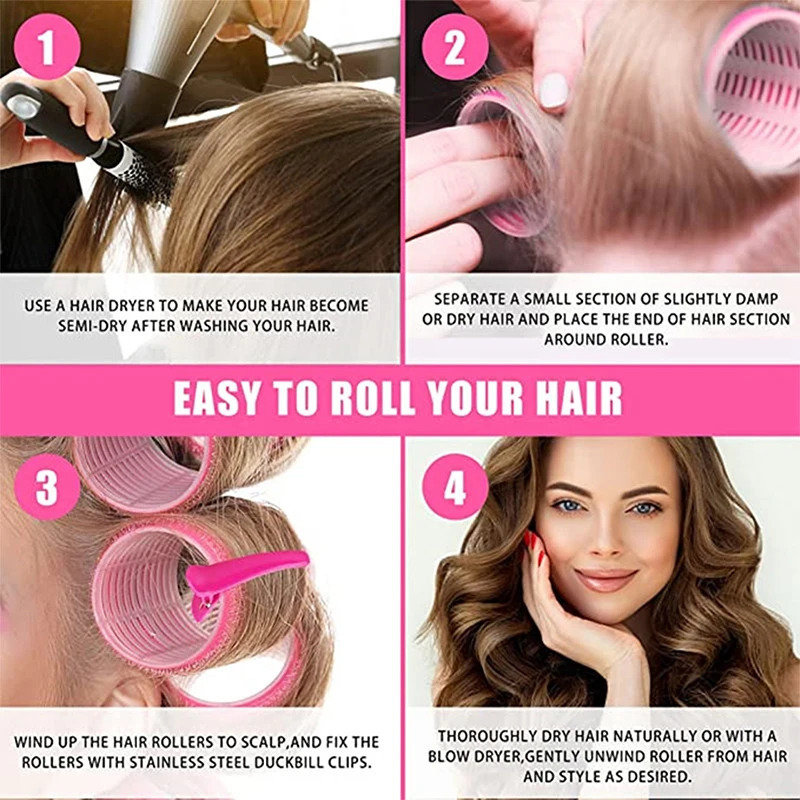 33pcs S/M/L Hair Rollers Self Grip Holding Self-Adhesive Air Bangs Curling Roller Natural Curlers Heatless Curling Styling Tools 250207