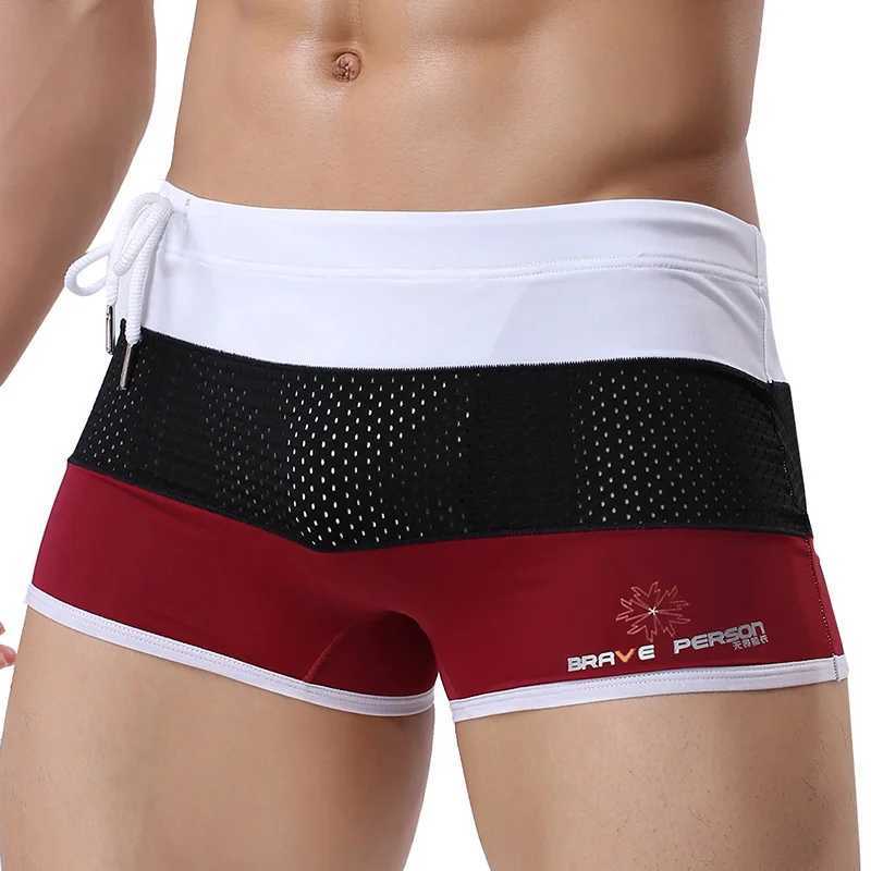 Mens Casual Gym Fitness Training Shorts Sexy Mesh Breathable Swimwear Quick Dry Fashion Sports Beach Trunks Mens Clothing Summer W250214