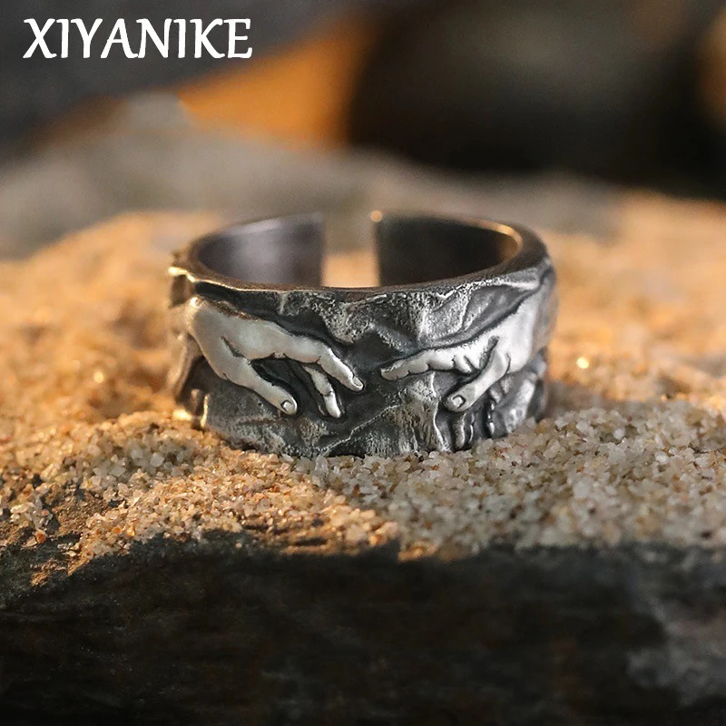 XIYANIKE Vintage Hand Opening Finger Rings For Men Women Hip Hop Fashion Jewelry Boyfriend Gift Wholesale 250213