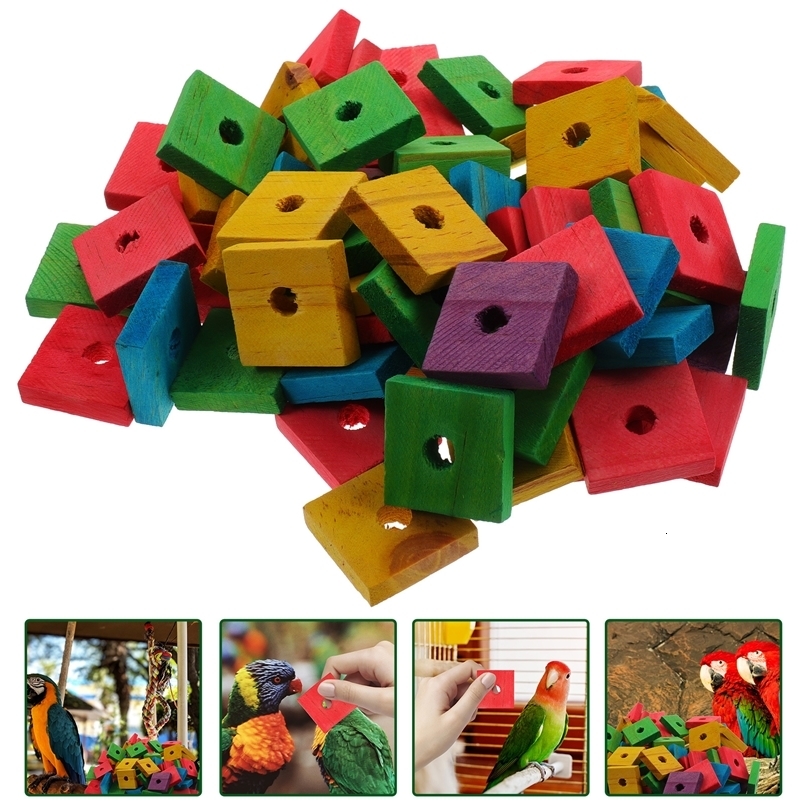 100Pcs Parrot Wooden Chip Woody Toy Parrot Wood Chip Toy DIY Playing Large Woody Toy Teething Pet Bird Pendant Cage 250214