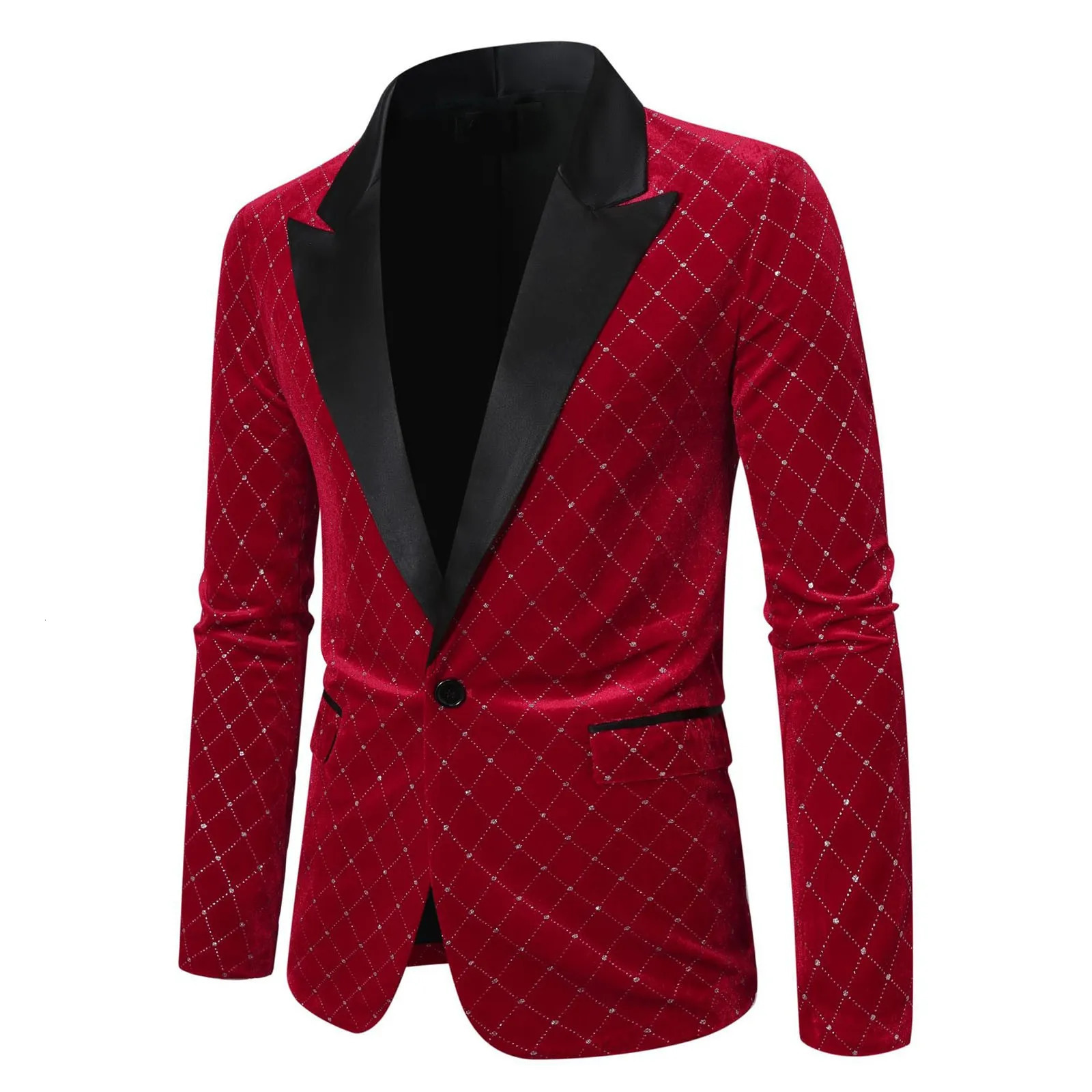 Mens Suits Fashionable Diamond Shaped Checkered Glitter Suits Mens Coat Fashionable Diamond Shaped Men Slim Fit Suits 250211