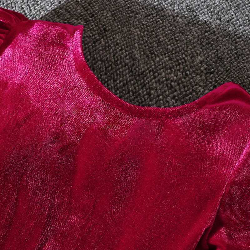 2024New Girls Autumn and Winter Velvet Bow Christmas Princess Dress Z250214