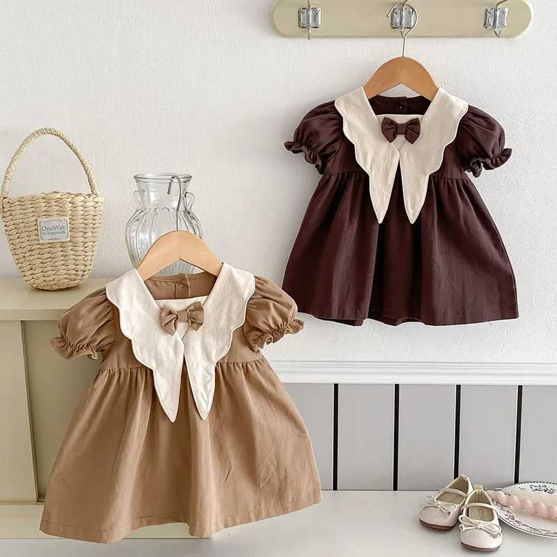 2024 New 0-4Yrs Baby Girl Clothing Short Sleeve Cotton Splicing Kids Princess Dresses Baby Girl Par Dress Z250214