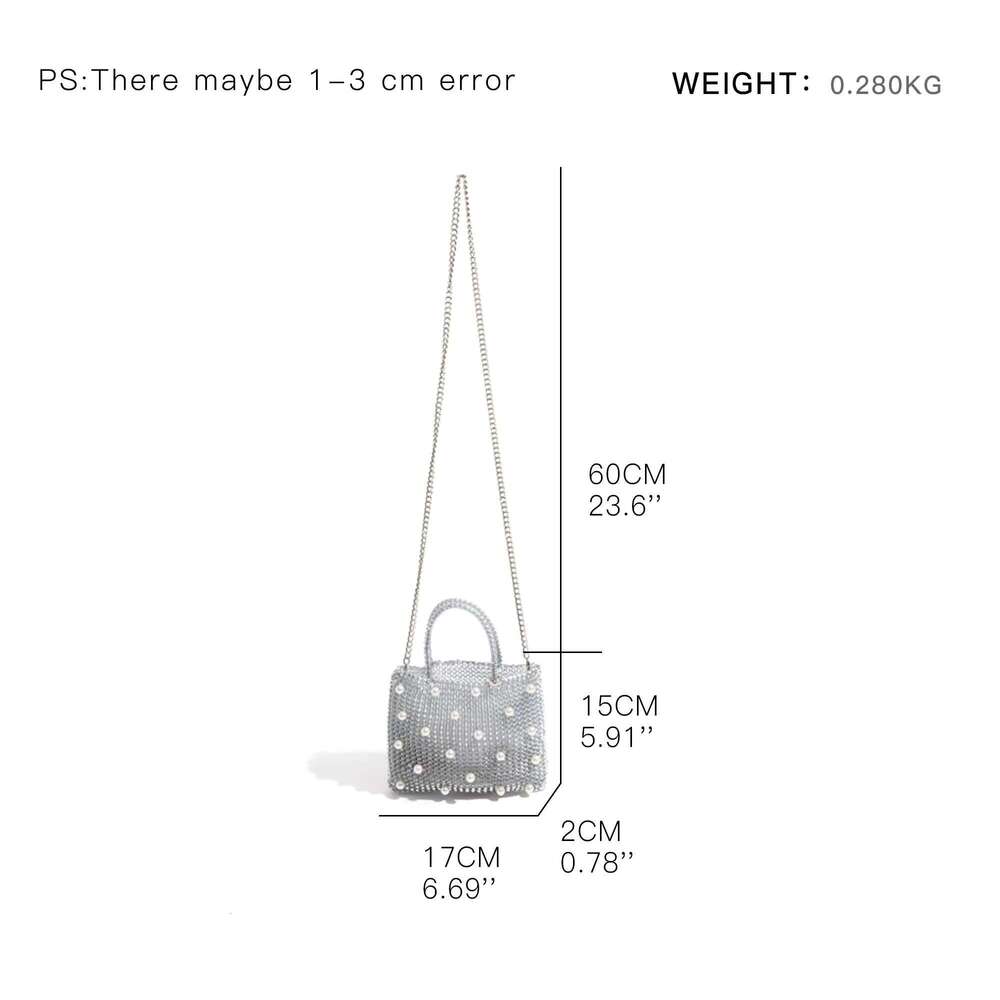 MABULA Shiny PVC Woven Tote Bag Knitted Pearl Handbag For Ladies Party Elegant Women's Satchel With Chain Crossbody Bags