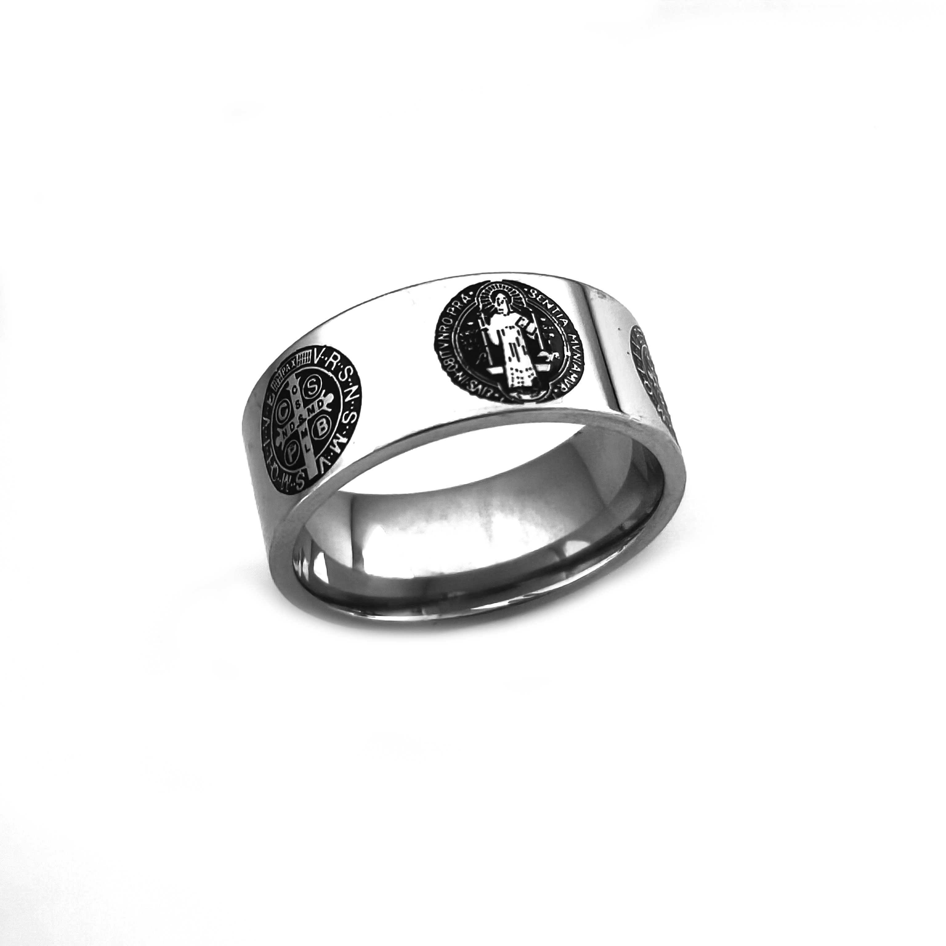 Fashion Exorcism St. Benedict Cross Titanium Steel Ring Faith Religious Ring Ring JZ000A10