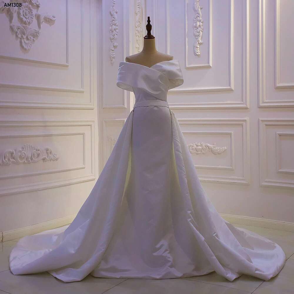 Customized Simple Off Shoulder 2 in 1 Stain Mermaid quinceanera Wedding Dress