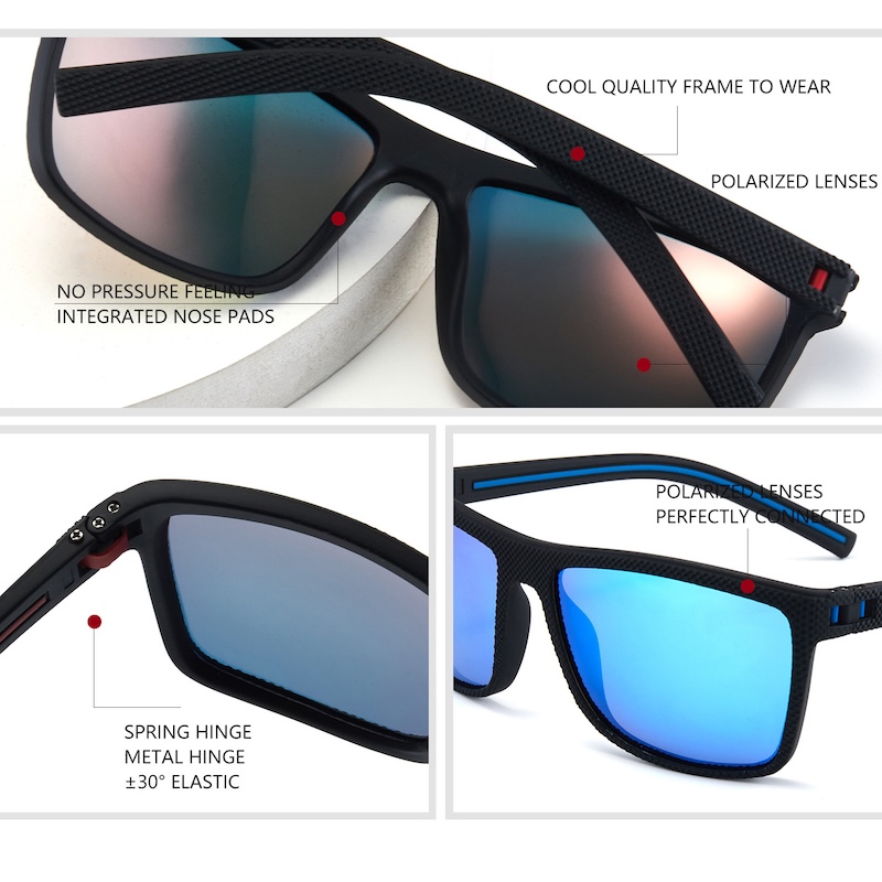 CB Retro Square Polarized Sunglasses Fashion Shade Women Men Ultra light TR90 Frame UV400 Protection Classic Sun Glasses Sports Driving Fishing CAVALL
