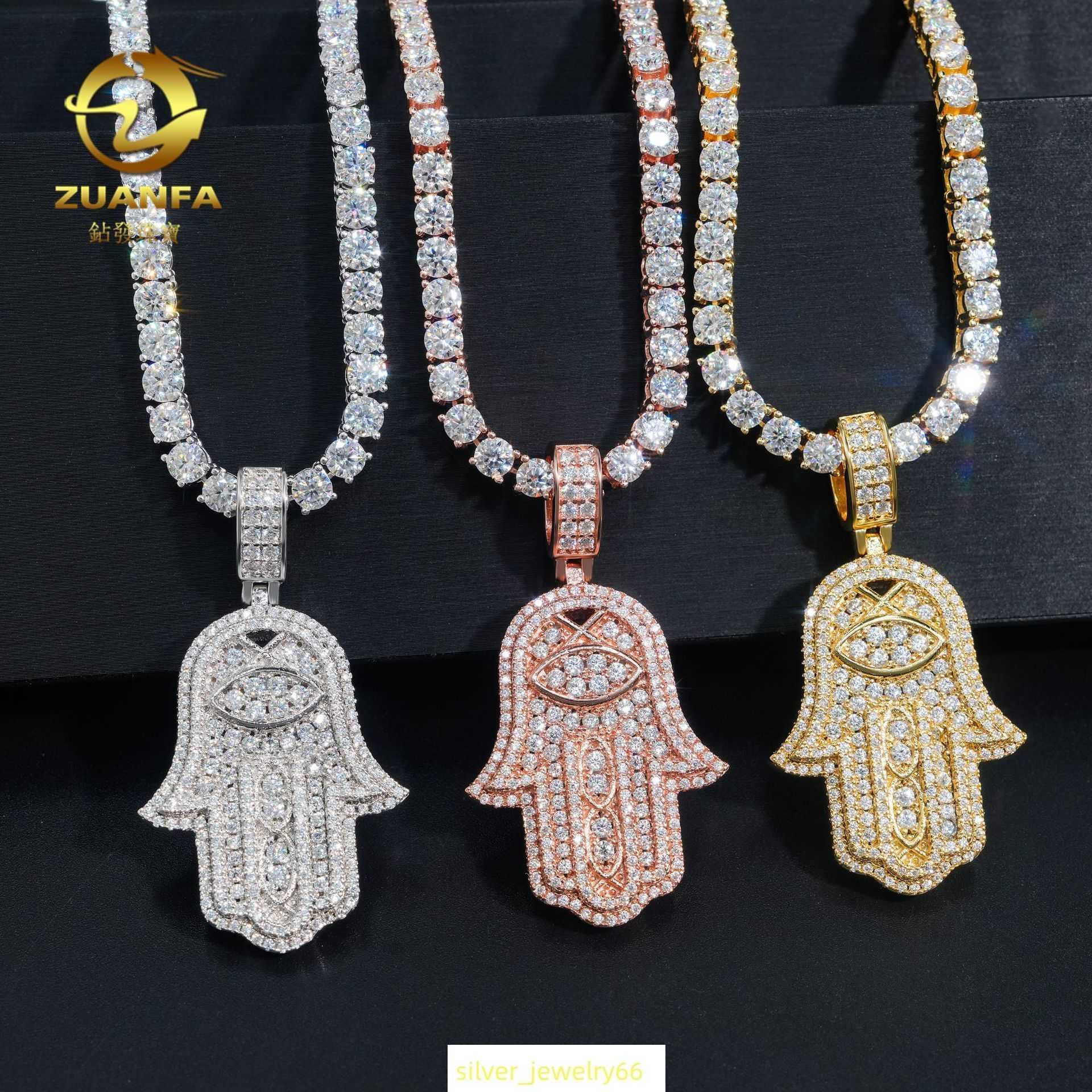 New mens and womens moissanite hip-hop pendant 925 silver moissanite pendant can be worn through a single stone tennis ball