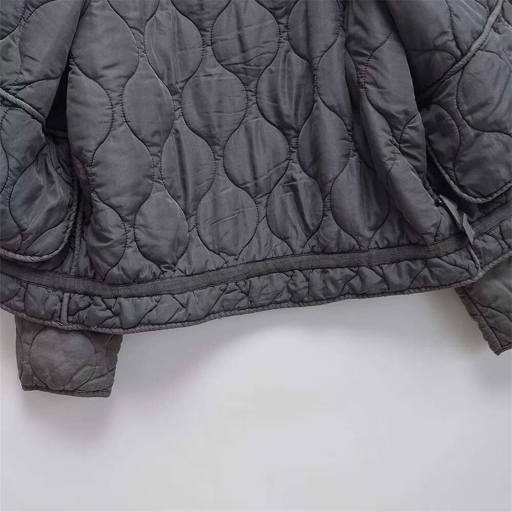 UNIZERA 2024 Autumn New Product Fashion Casual Women's Stand up Collar Long Sleeve Loose Pocket Decoration Cotton Coat