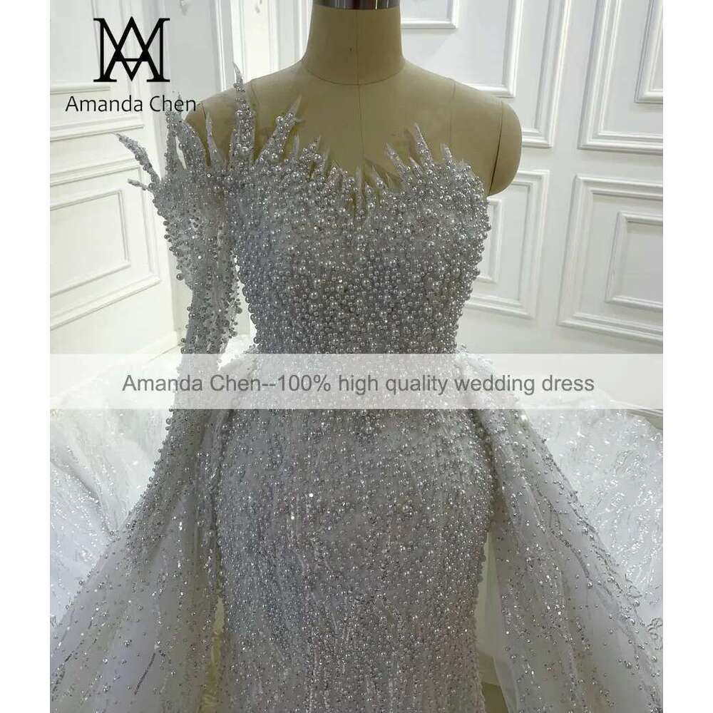 Bridal Dress 2 in 1 with One Shoulder and Lace