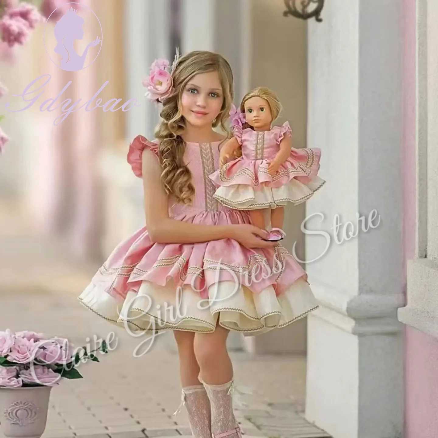 Customized Pink Flower Girl Dresses For Wedding Appliques Backless Cute Kids Birthday Par First Communion Concert Gown Z250214