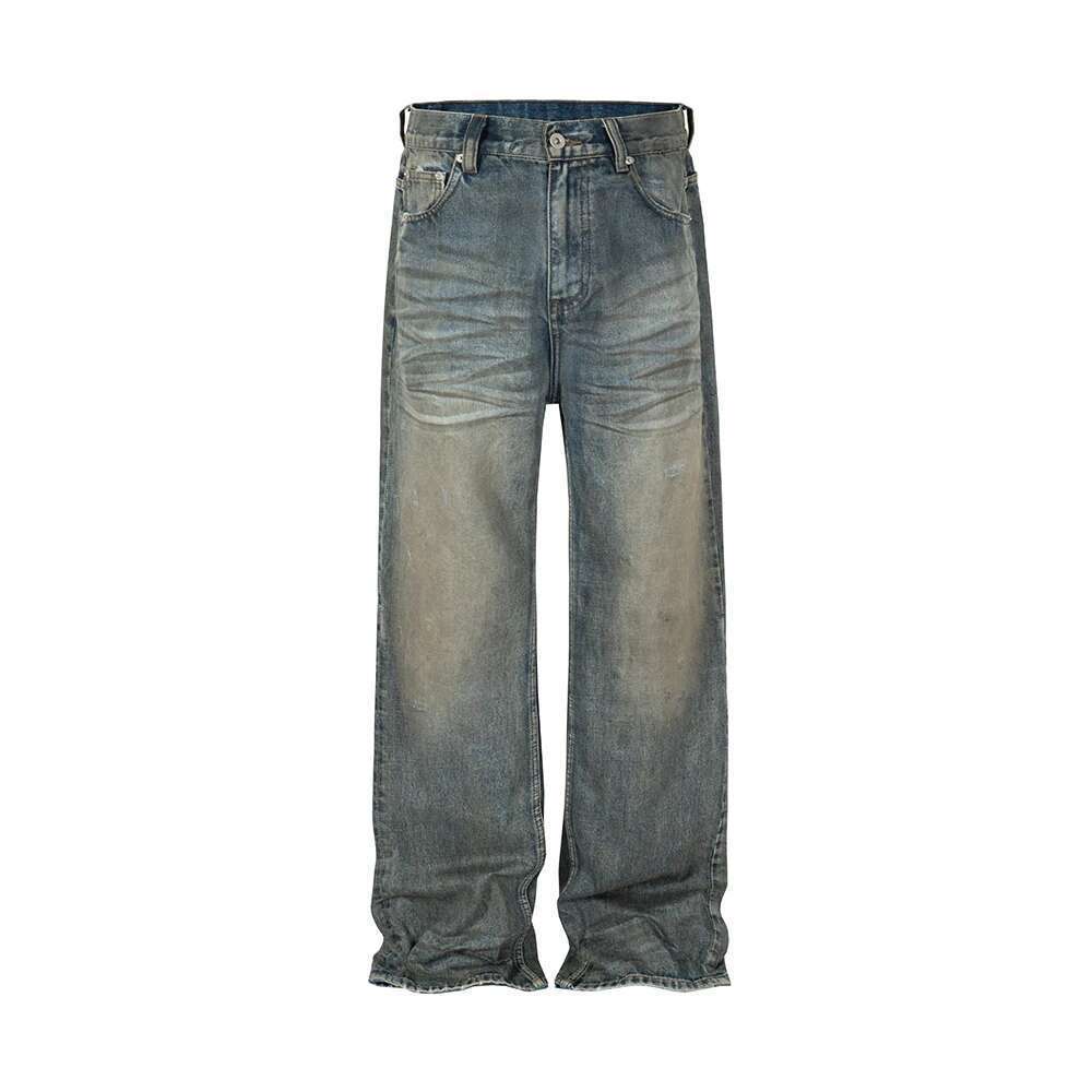 Streetwear Washed Dirty Baggy Blue Jeans For Men And Women Straight Vintage Casual Denim Trousers Ropa Hombre Cargos
