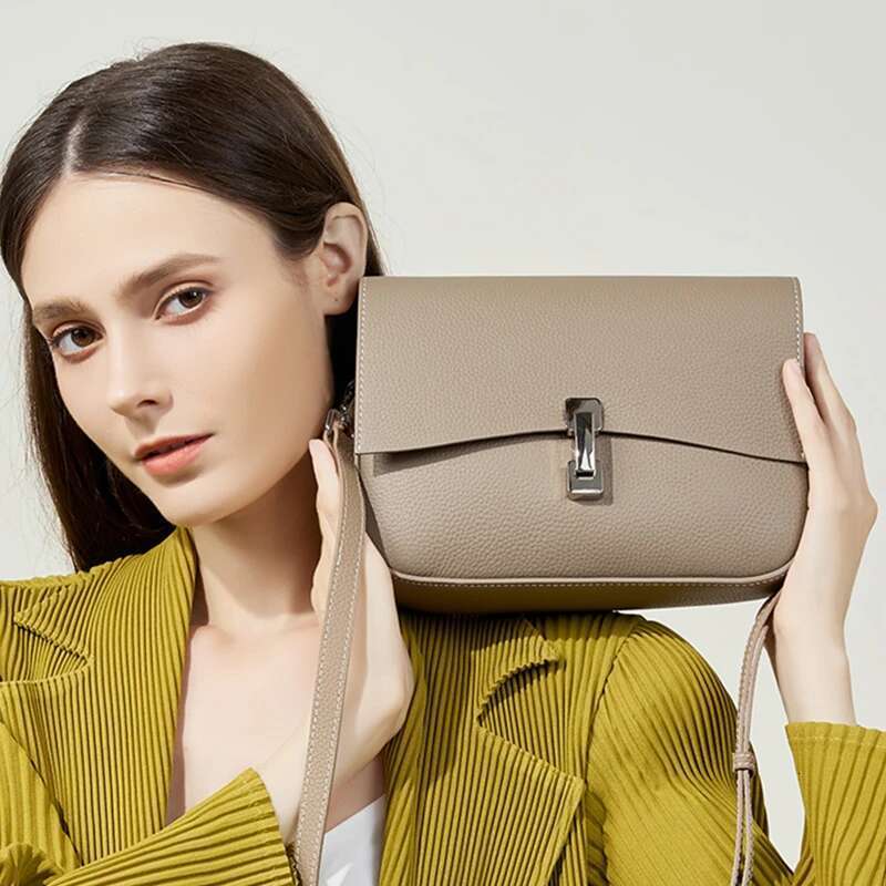 Toptrends Genuine Leather Square Small Shoulder Crossbody Bags For Women 2024 Trend Designer Flap Purses Cowhide Ladies Handbags