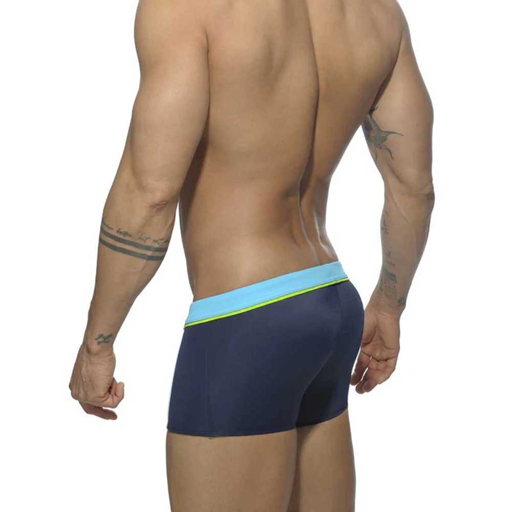 Sexy Mens Swim Trunks Nylon Quick Dry Side Stripe Pad Push Bathing Suit Fashion Male Mayo Sport Beach Surfing Board Shorts M-XXL W250214
