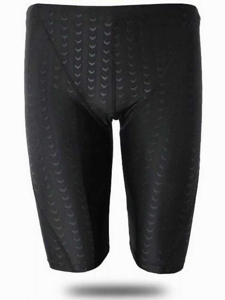 Mens beach swimming pool waterproof swimsuit fifth swimming rod shark skin pattern breathable sports training swimming shorts L-4XL W250214