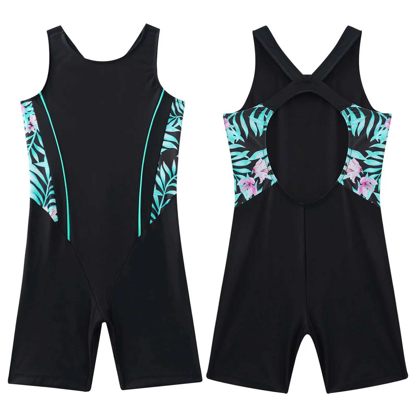 Kids Girls Legsuit Swimsuit Sleeveless One Piece Swimwear Sports Rashguard Shor Wetsuit Surfing Swimming Jumpsuit Bodysuit Z250214