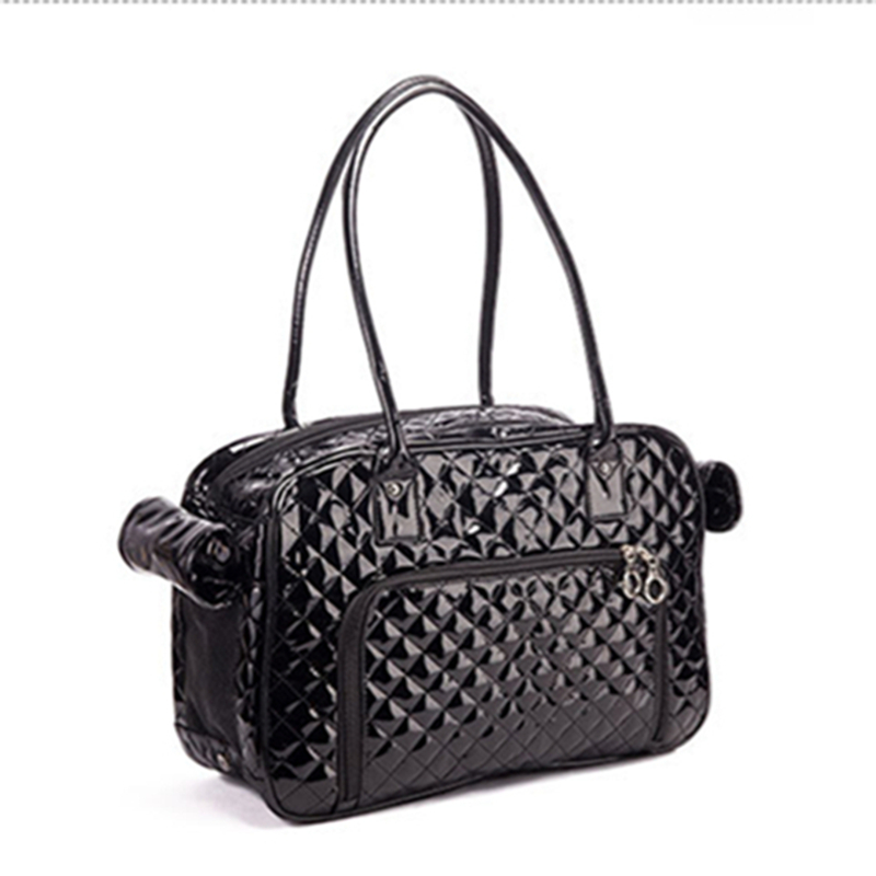 Dog Carrier for Available in All Seasons, Double Sided Breathable Mesh, Holds Up to 8lbs Quality PU Patent Leather Pet Carrier for Outdoor Travel Walk
