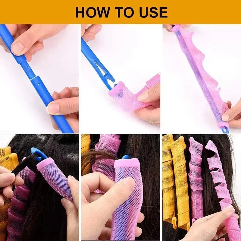 Heatless Hair Roller Spiral Hair Curlers Magic Curls Hair Rollers with Hooks No Heat Hair Curlers DIY Curly Hair Styling Kit 250214