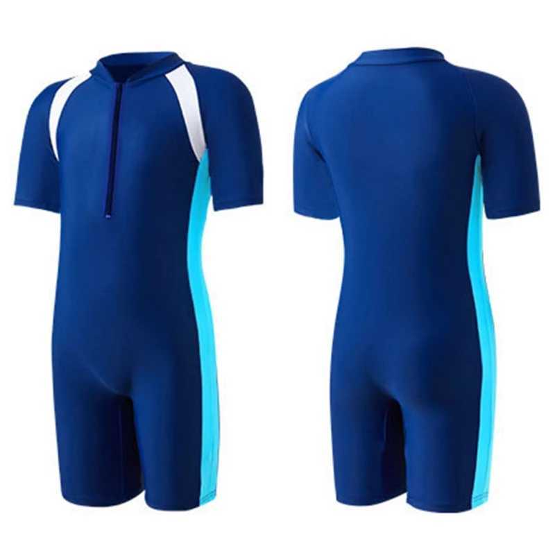 Children Swimwear Simple Designed Fashion One-piece Swimsuit For Boy And Girl 3-16Y Kid Teen Short Sleeve Bathing Suit Beachwear Z250214
