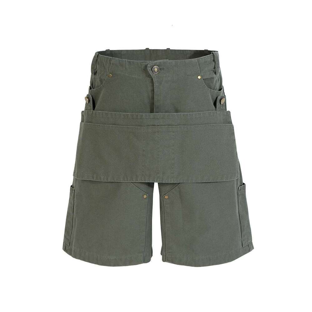 Detachable Functional Multi-Pockets Summer Cargo Shorts For Men Straight Wide Leg Baggy Casual Knee Length Pants