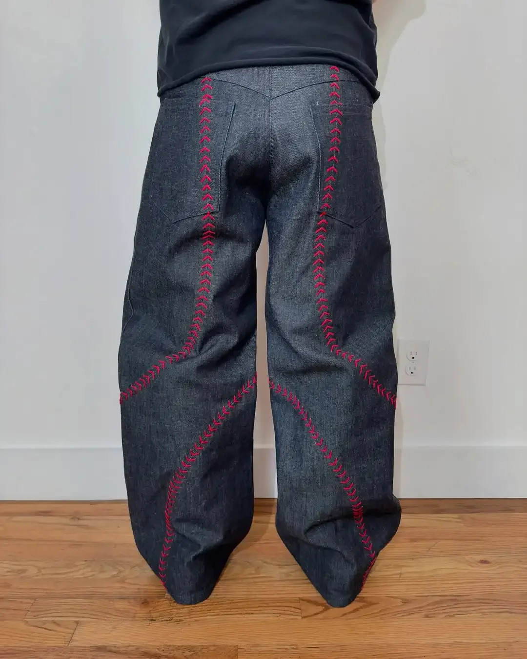 Versatile Simple Three-dimensional Classic Baseball Creative Image Sewn Straight Jeans Men Street Fashion Mens Clothing 250214