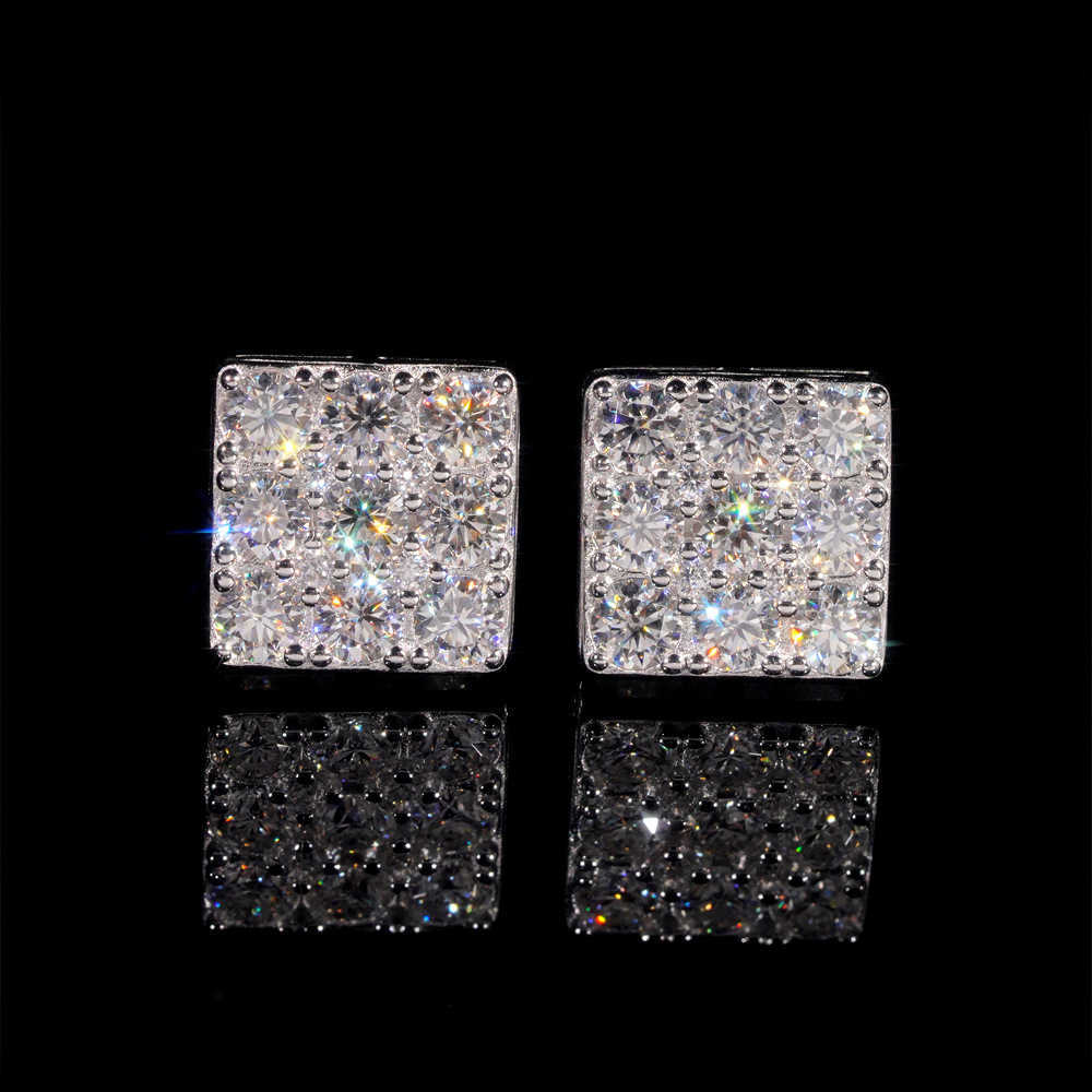 Hot selling boutique jewelry 925 silver vvs moissanite square earrings for men and women high-end earrings