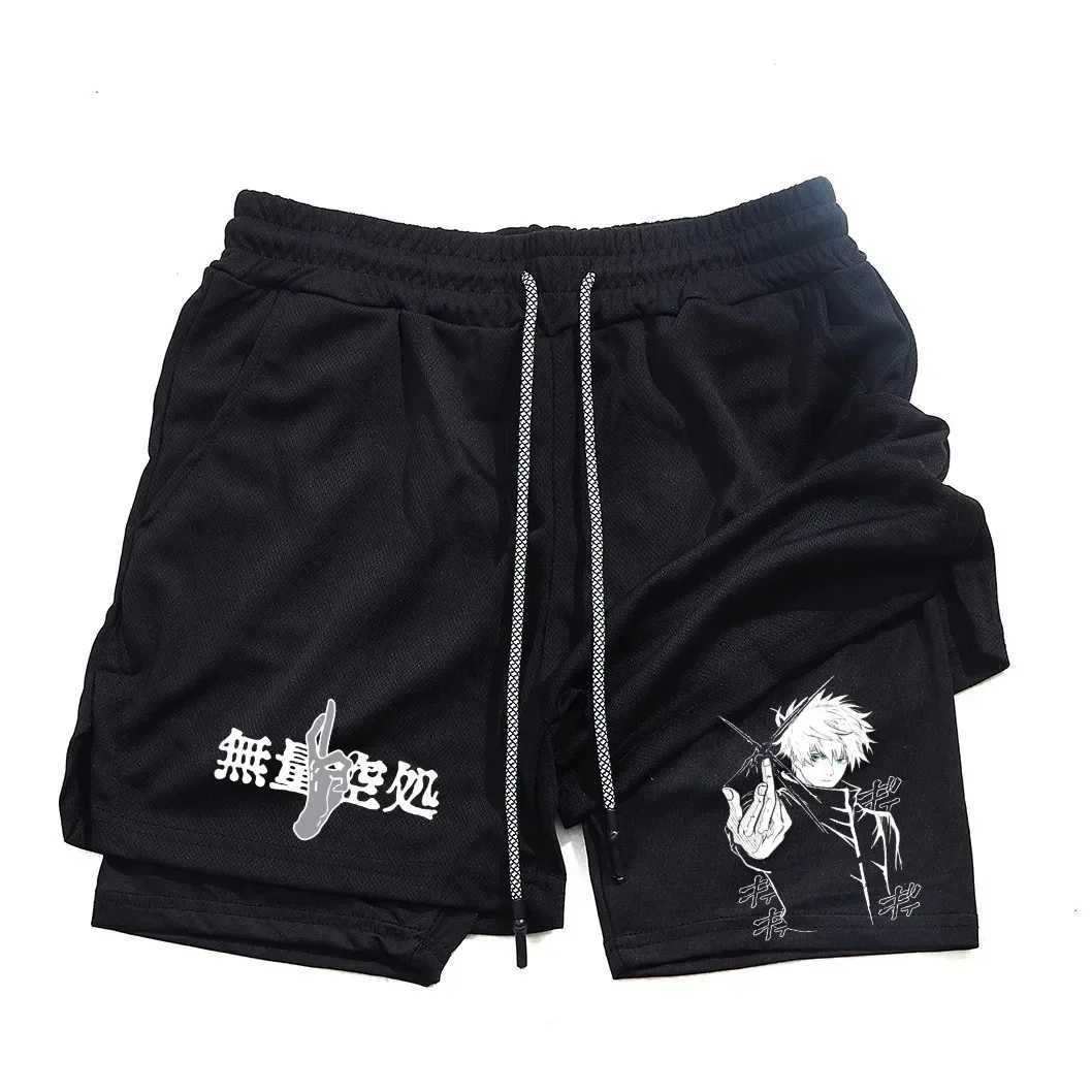 Anime Mens and Womens Sports Shorts Summer Sportswear Mens 2-in-1 Training Mens and Womens Fitness Sports ShortsXJ250213