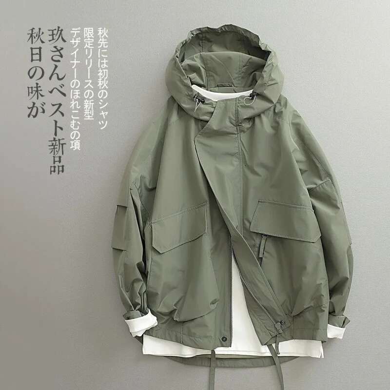 Spring Autumn Windbreak Jackets Japanese Vintage Fashion Three-dimensional Hoodie Loose Male Coat Bomber Jacket Men Clothing