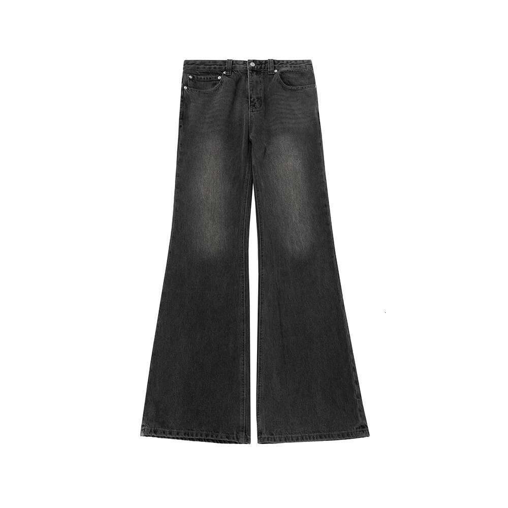 Distressed Micro Red Mud Dyed Boot Cut Jeans Unisex Straight Y2k Pantalones Hombre Casual Washed Denim Pants Oversized