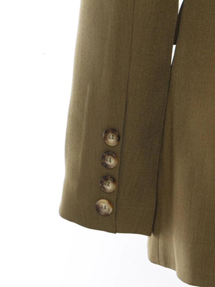 EAM Women Green Corss Bandage Pocket Elegant Blazer V-neck Long Sleeve Jacket Fashion Spring Autumn 1DH7482 250206