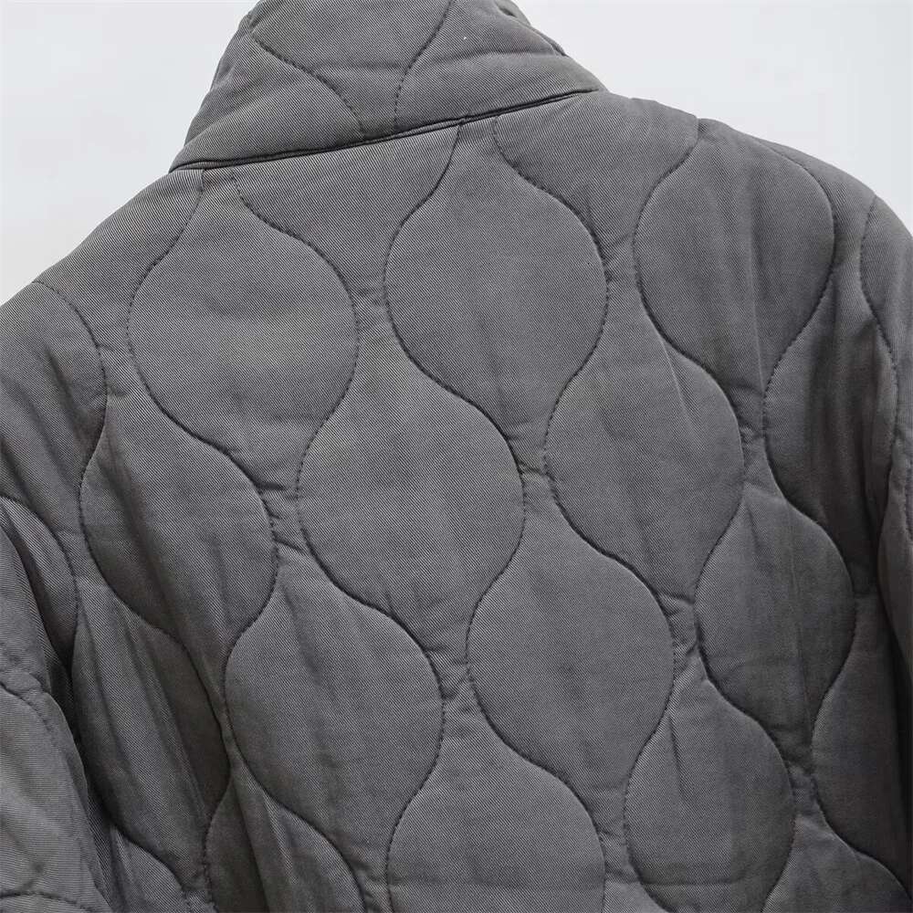 UNIZERA 2024 Autumn New Product Fashion Casual Women's Stand up Collar Long Sleeve Loose Pocket Decoration Cotton Coat