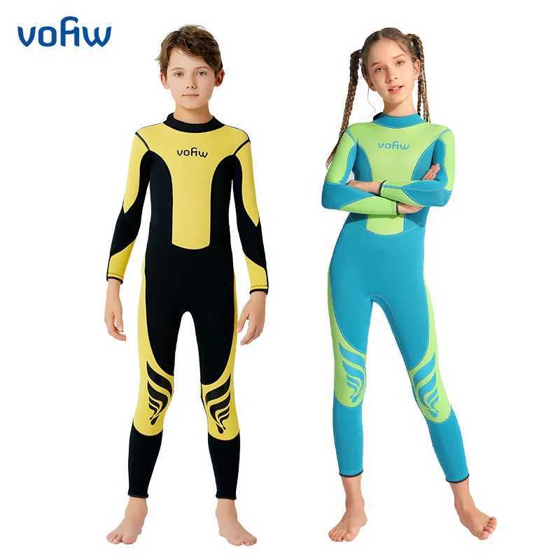 Childrens 3mm Neoprene Wetsuits Boys Girls One-piece Thermal Swimsuits Back Zipper Cold-proof Surfing Swimming Snorkeling Suit Z250214