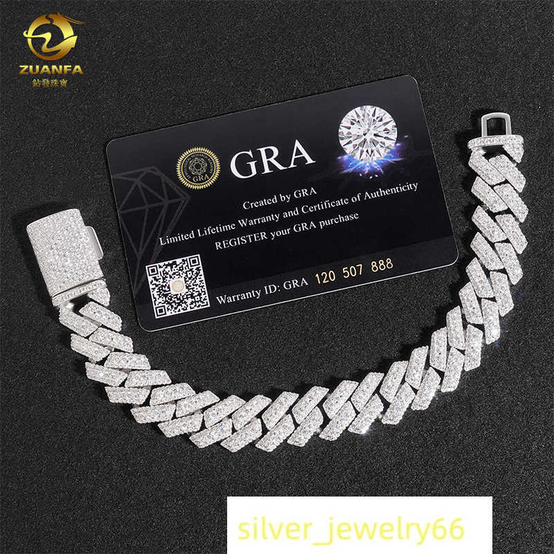 Diamond hair jewelry high-quality moissanite Cuban chain 15mm pure silver gold-plated trade special Cuban chain
