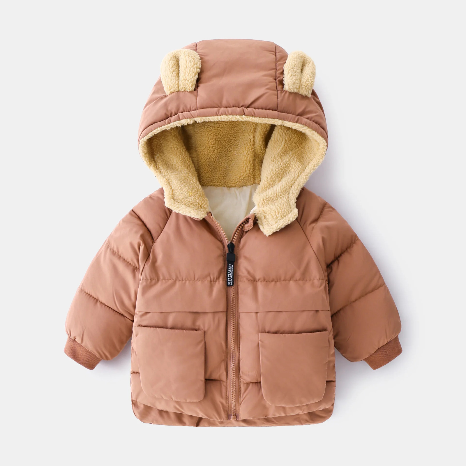 2024 Korean Autumn Winter Children Boy Parkas Cartoon Bear Ears Little Girl Jacket Coat 1-6 Years Kids Boy Outerwear Outfit 250121