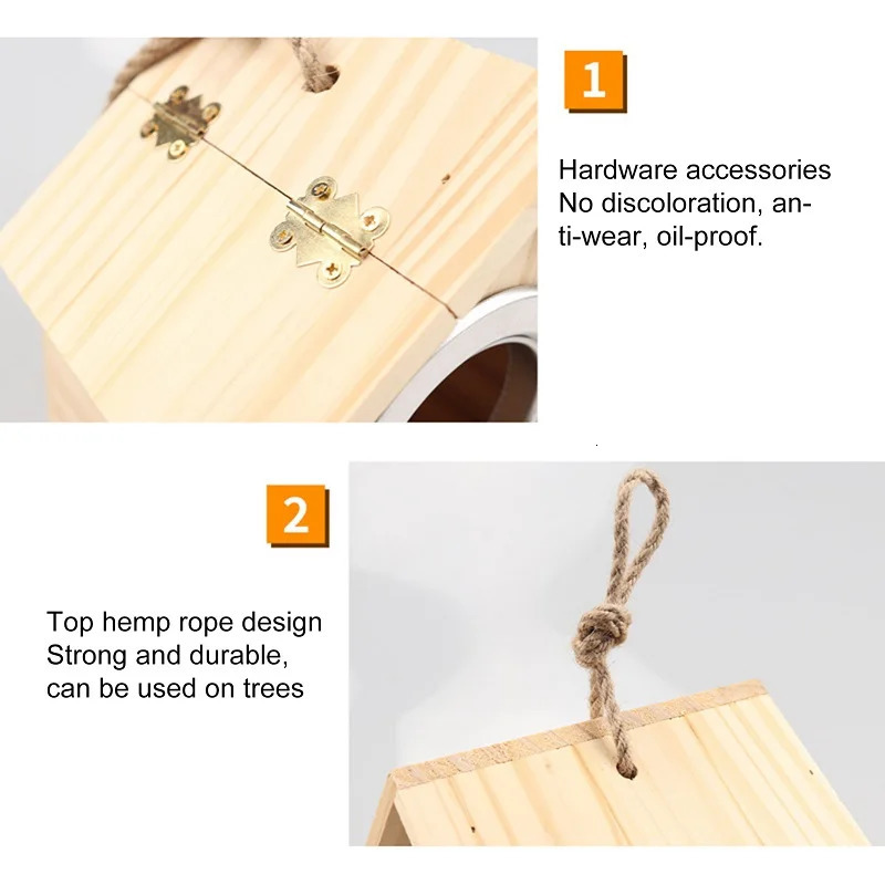 Bird Nest Sturdy Garden Decoration Wooden Bird House Eco-friendly Bird Nesting Box Natural Wood Bird House Garden Decor 250206