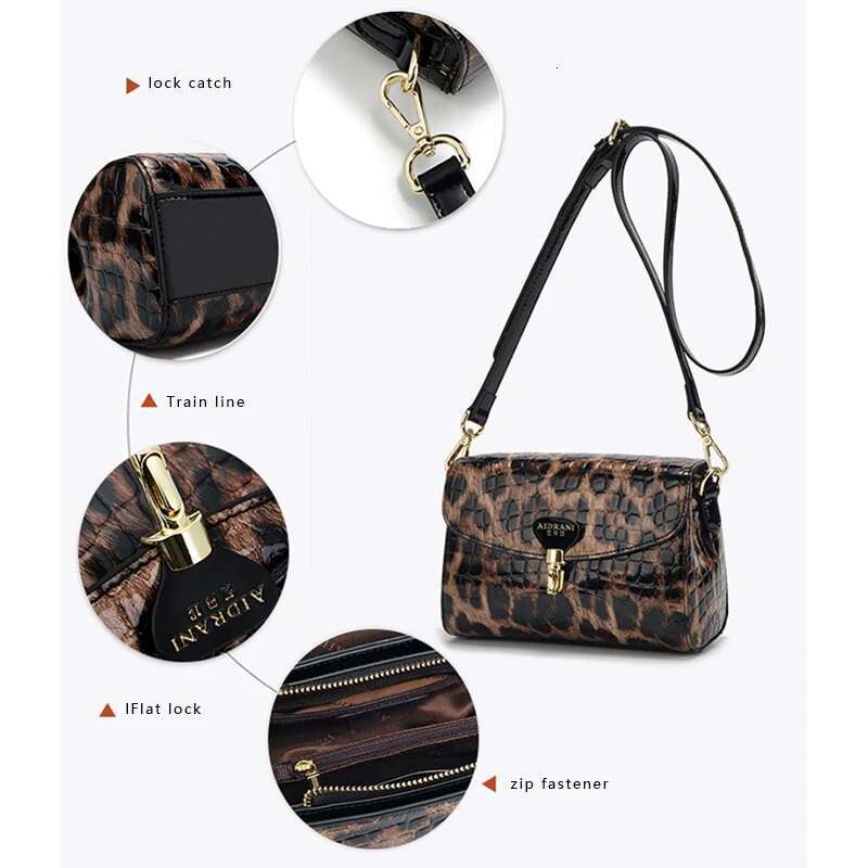 New Genuine Handbags Ladies Handbags Fashion Tote Leather Shoulder Bag Women Bags Designer Leopard