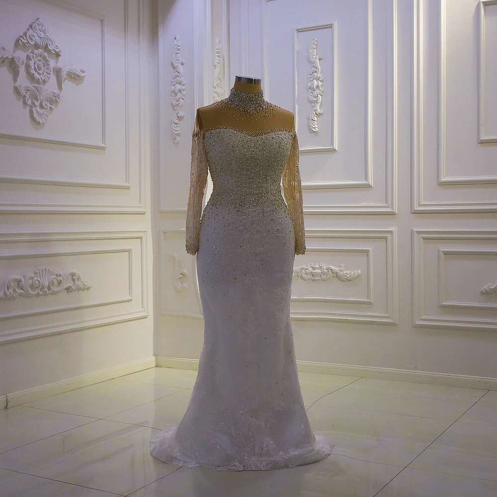 Custom High Neck Beading With Detachable Mermaid Wedding Dress