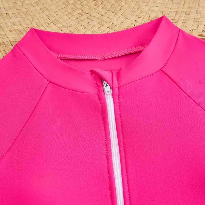 Pink Girls One Piece Swimsuit 8-12 Year Kids Swim Suit Teenage Childrens Swimwear 2024 Zipper Surfing Bathing Suits Beach Wear Z250214