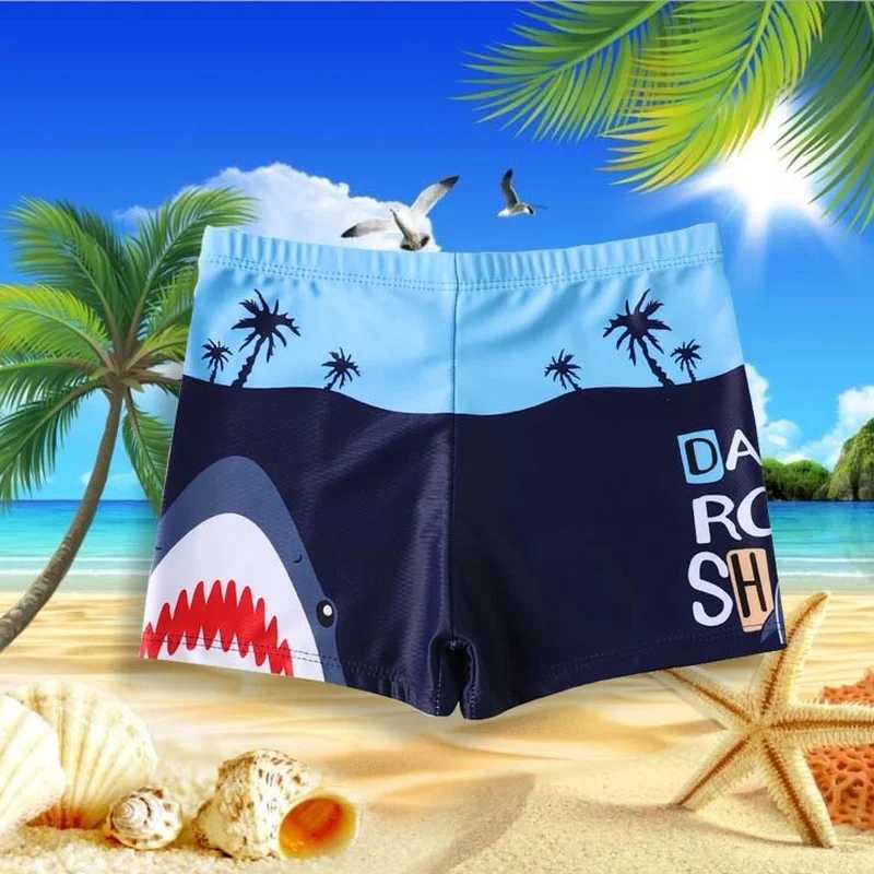 Cartoon Shark Boy Swimming Trunks 2-9Y Childrens Swimwear Kids Trunk Shark Beachwear Boys Bathing Suit Beachwear Boys W250214