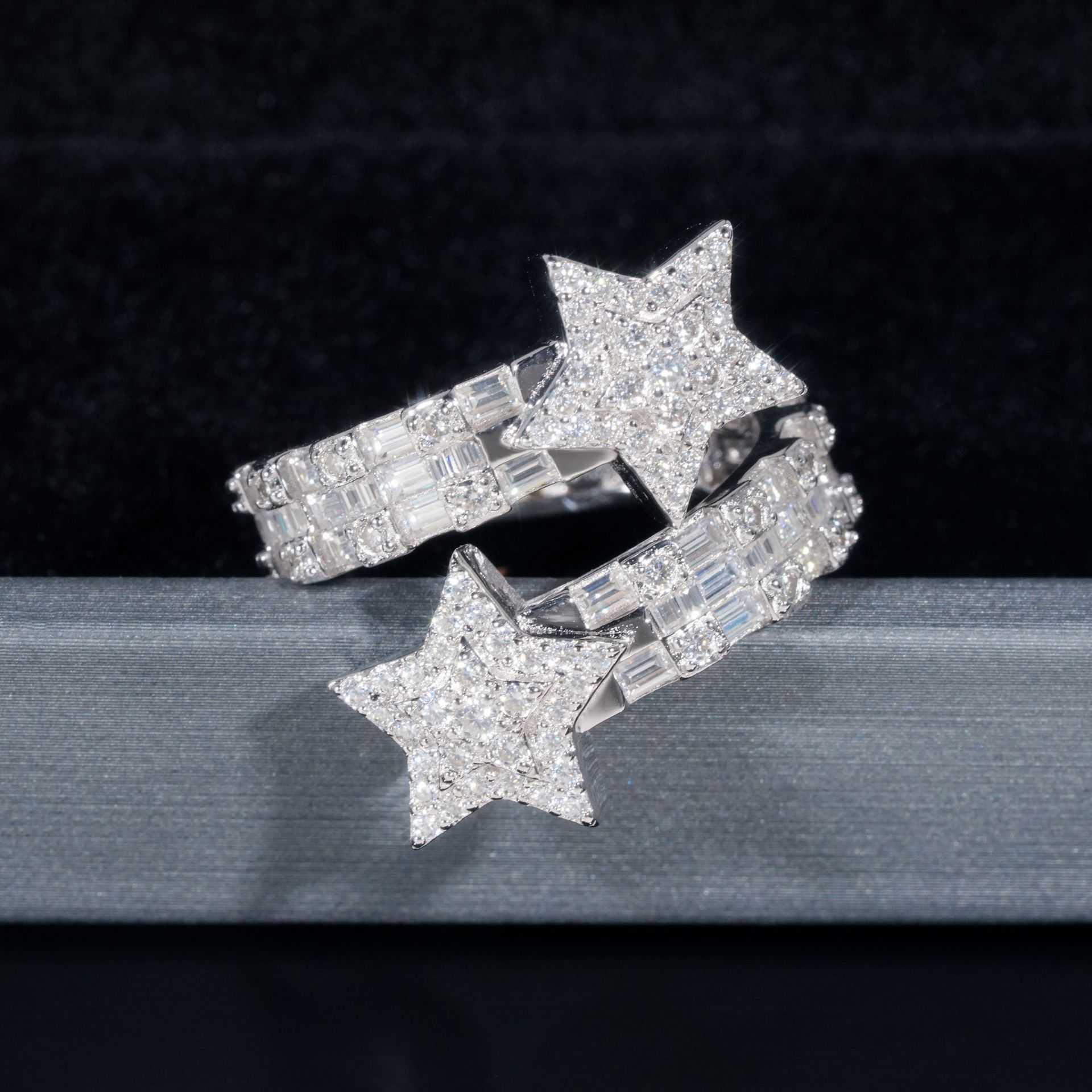 Dia Hair New Hip Hop Star Male Sier Moissanite Full Set Personalized Trendy Ring