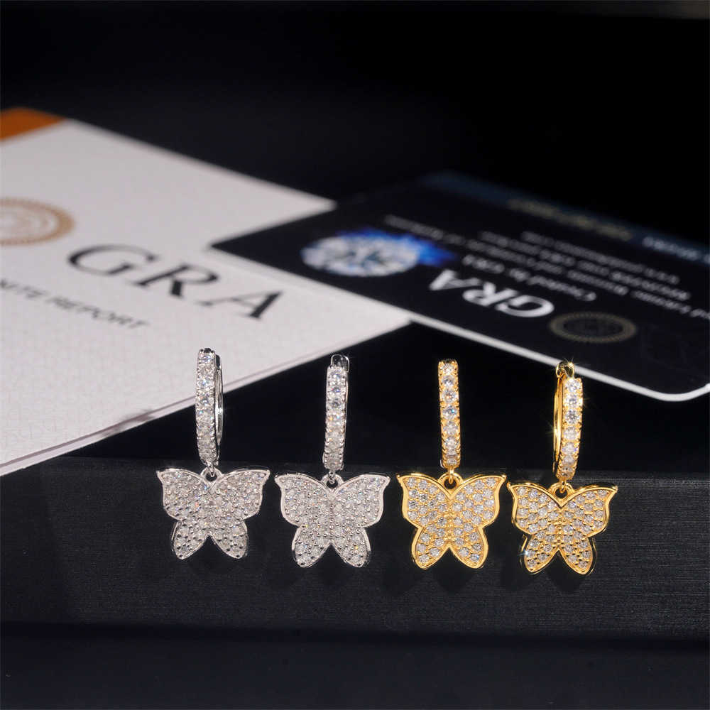 New Trend Unique Design Pendant Earrings 925 Silver VVS Mozambique Creative Butterfly Trendy Jewelry Earrings