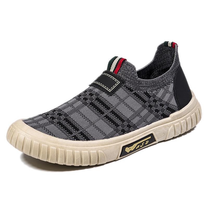 European And American Outdoor Summer Breathable Lazy Shoe Design, Casual Flat Shoes Fashionable Fly Woven Mesh Socks Men's Shoes Classic Balance 