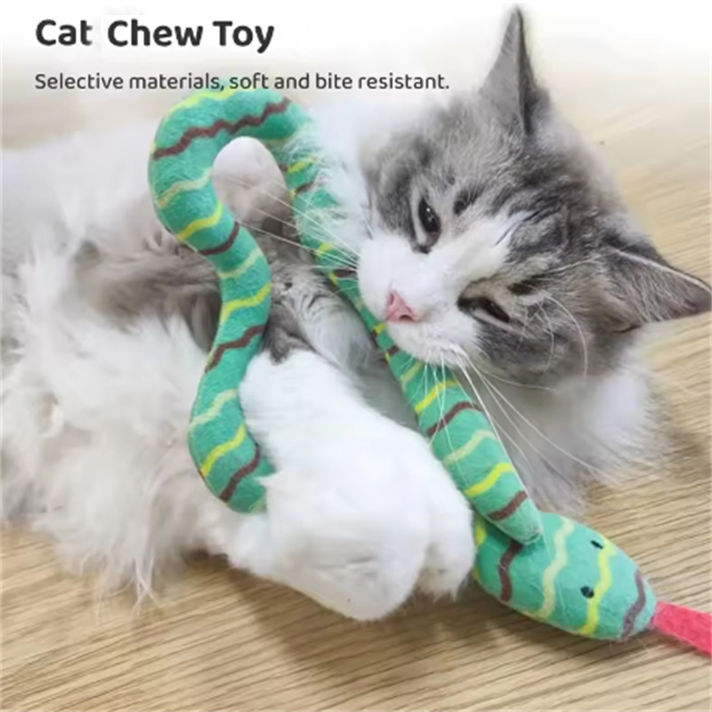 Cat Interactive Toy Plush Cat Toy Gluttonous Snake Bite-Resistant Molar Interactive Toy Gift For Cat Pet Accessories